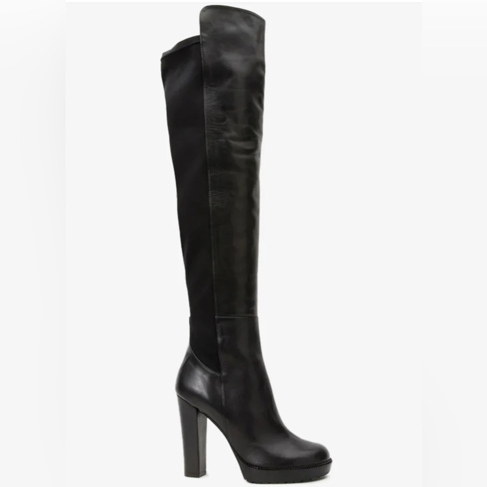 VINCI Sao Paulo Black Leather Knee High Platform Heel Boots Size 41 - Picture 3 of 10